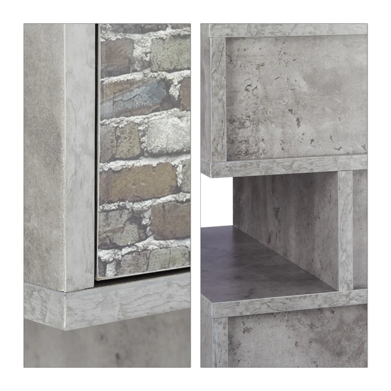 Commode vintage avec tiroirs décalés design industriel 80 x 40 x 90 cm en bois gris 13_0003700