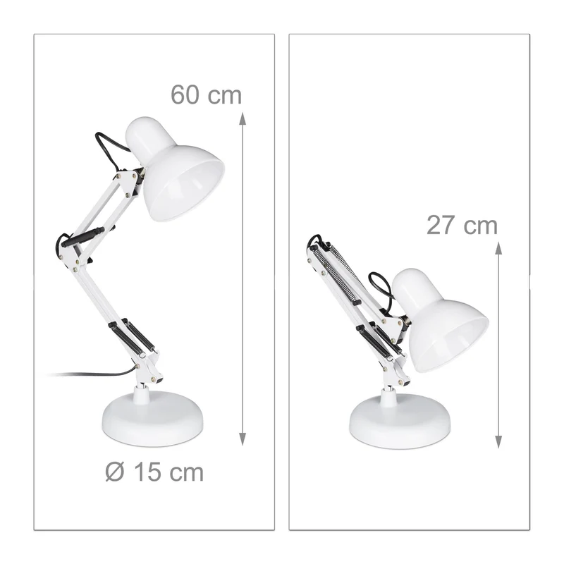 Lampe de bureau inclinable réglable design industriel 50 x 27 x 15 cm en métal noir 13_0005442