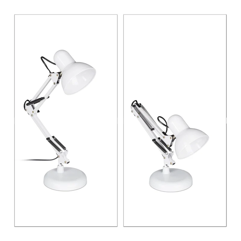 Lampe de bureau inclinable réglable design industriel 50 x 27 x 15 cm en métal noir 13_0005442