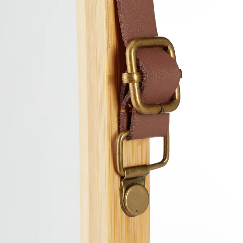 Miroir ovale mural suspendu design moderne intérieur 80 x 60 cm en bambou naturel 13_0004724