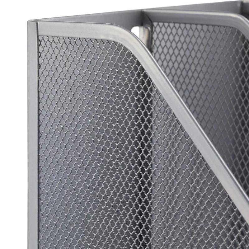 Porte-magazines 2 compartiments bureau design linéaire 31,5 x 14,3 x 25 cm en métal noir 13_0005354