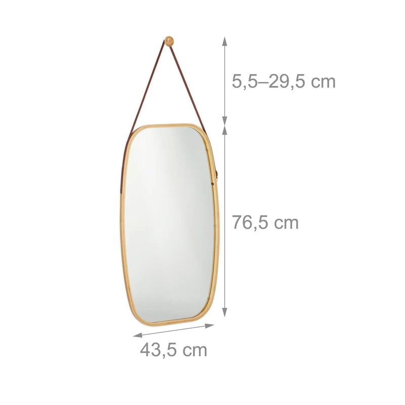 Miroir ovale à accrocher design nordique ajustable mur 80 x 60 cm grande surface pratique en verre noir 13_0005630