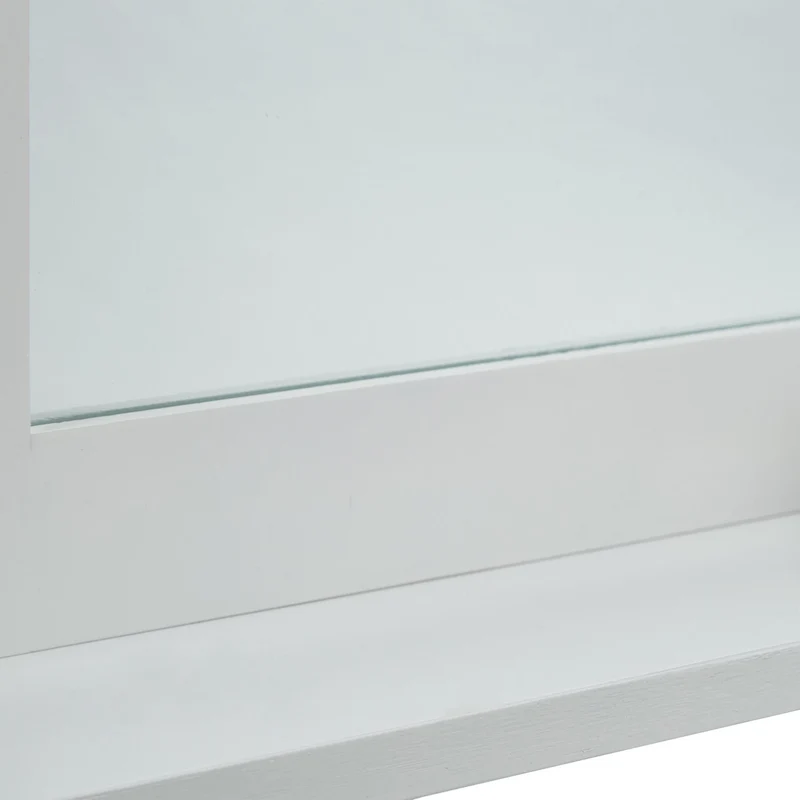 Miroir mural avec tablette intégrée fonctionnelle salle de bains 80 x 60 cm en bambou blanc 13_0004722