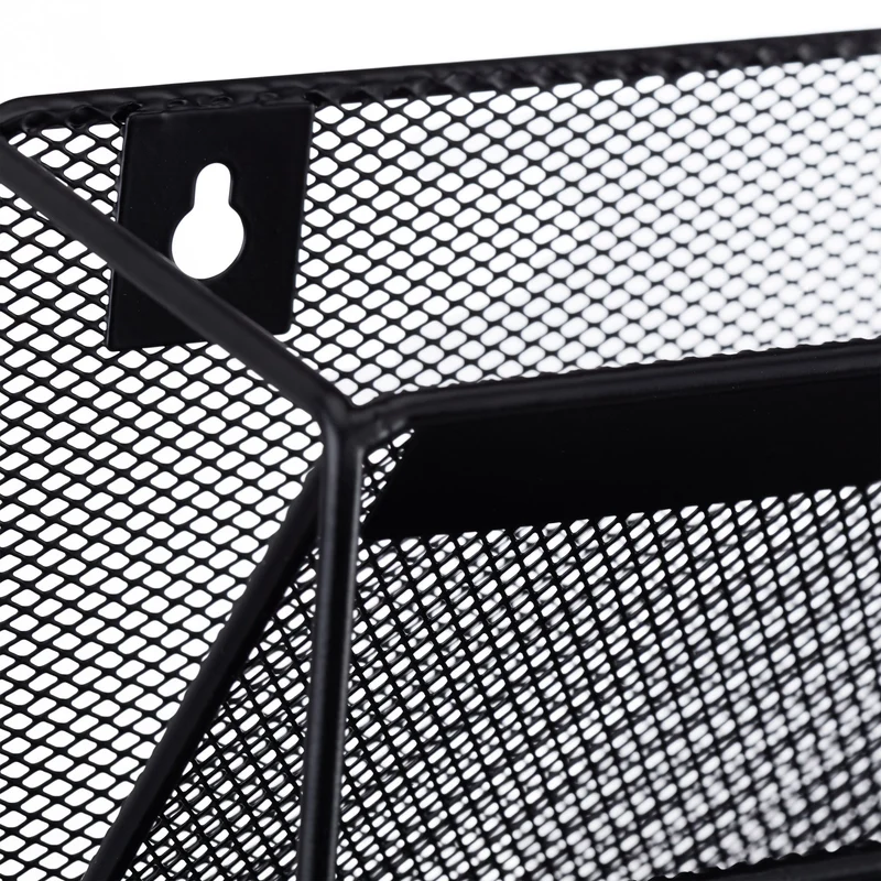 Porte-revues mural moderne avec 6 compartiments 40,5 x 32,5 x 10,5 cm en métal noir 13_0005358