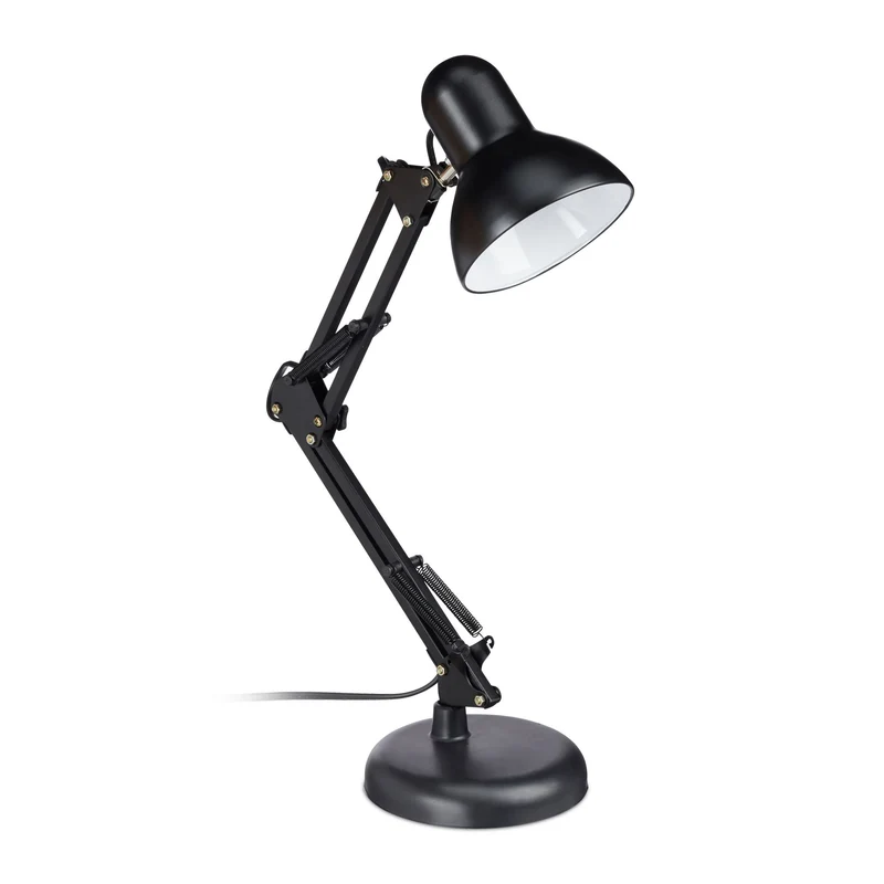 Lampe de bureau rétro réglable angle inclinable 50 x 27 x 15 cm style industriel en métal noir 13_0005441