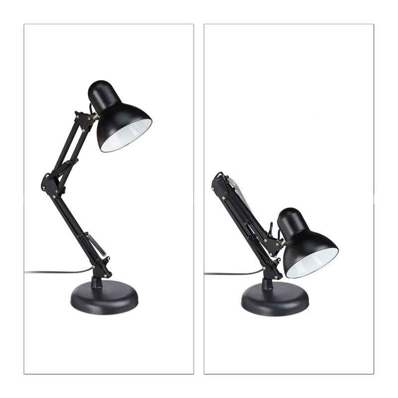 Lampe de bureau rétro réglable angle inclinable 50 x 27 x 15 cm style industriel en métal noir 13_0005441