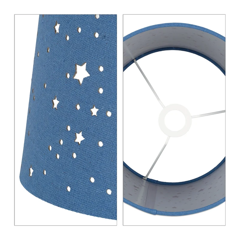 Lampe de table étoilée pour chambre d'enfants ambiance cosy 40 x 25,5 cm en tissu bleu 13_0006490