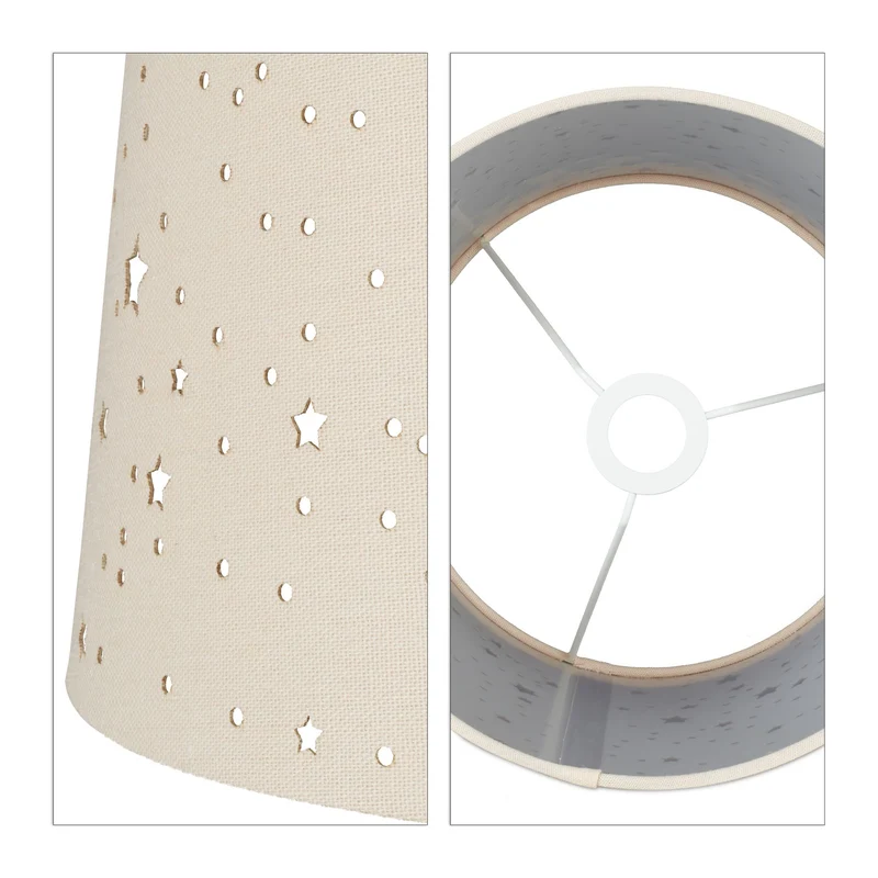 Lampe de table ronde pour chambre d'enfants 40 x 25,5 cm ambiance étoilée style scandinave en tissu beige 13_0006491