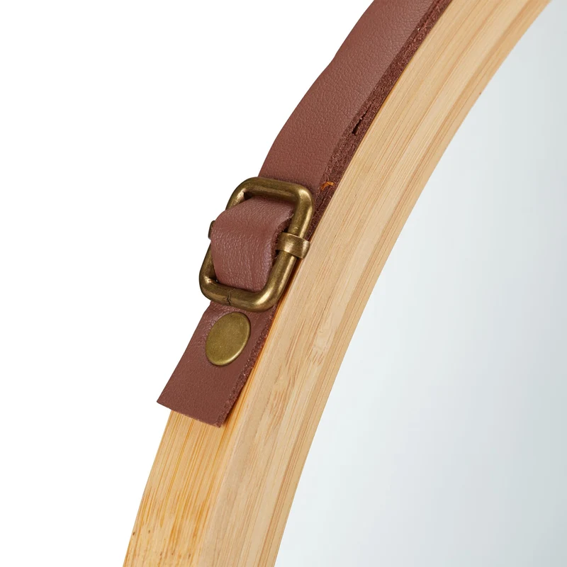 Miroir rond mural design nordique pour couloir chambre salle de bain 60 cm en bambou naturel 13_0006975