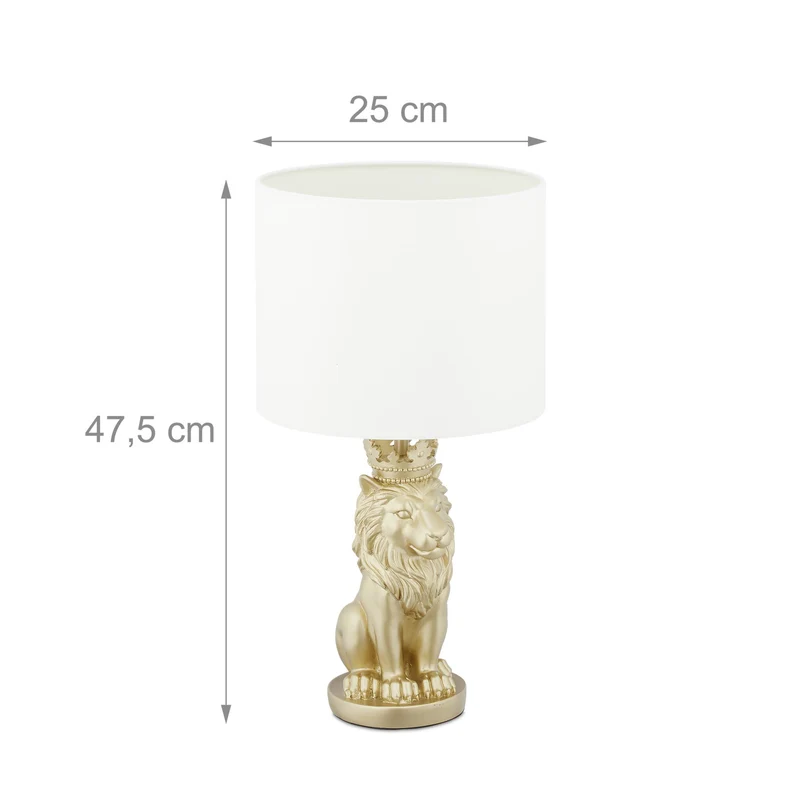 Lampe de table lion décorative design majestueux salon chambre 40 x 25 cm en résine dorée 13_0007883