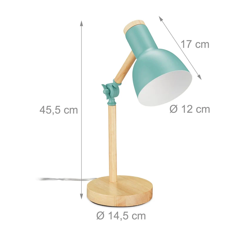 Lampe de bureau réglable moderne 25 à 45,5 x 14,5 cm effet rétro pour lecture en bois naturel doré 13_0007901