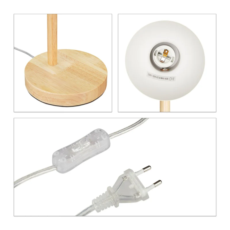Lampe de bureau réglable moderne 25 à 45,5 x 14,5 cm effet rétro pour lecture en bois naturel doré 13_0007901