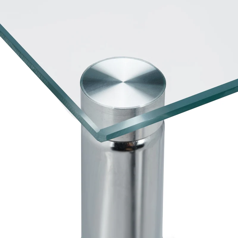 Table d'appoint carrée mobile avec roulettes 60 x 60 x 50 cm en verre transparent 13_0008394
