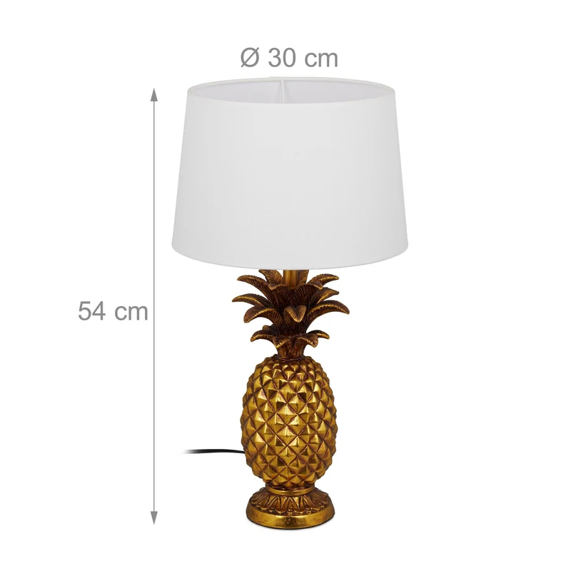 Lampe de table ananas décorative élégant 40 x 25 cm ambiance cosy en métal doré 13_0007681