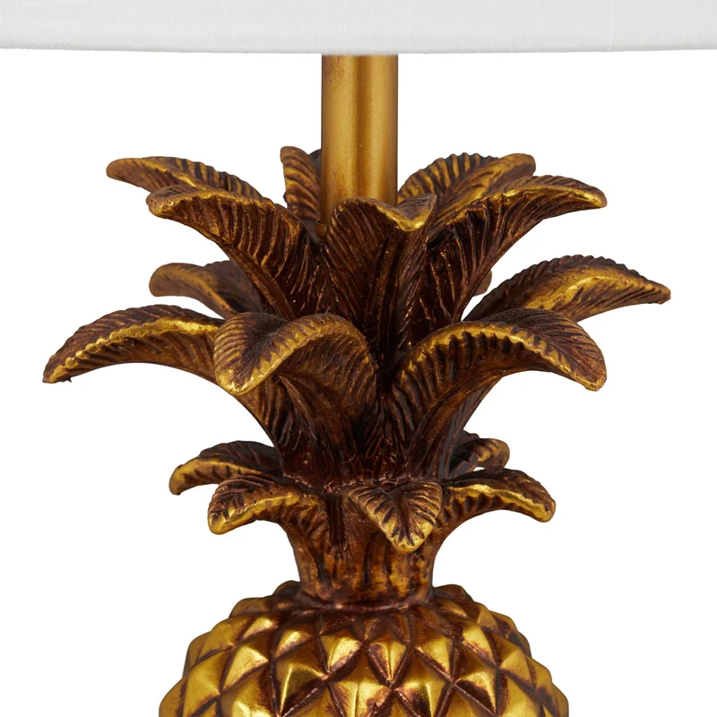 Lampe de table ananas décorative élégant 40 x 25 cm ambiance cosy en métal doré 13_0007681