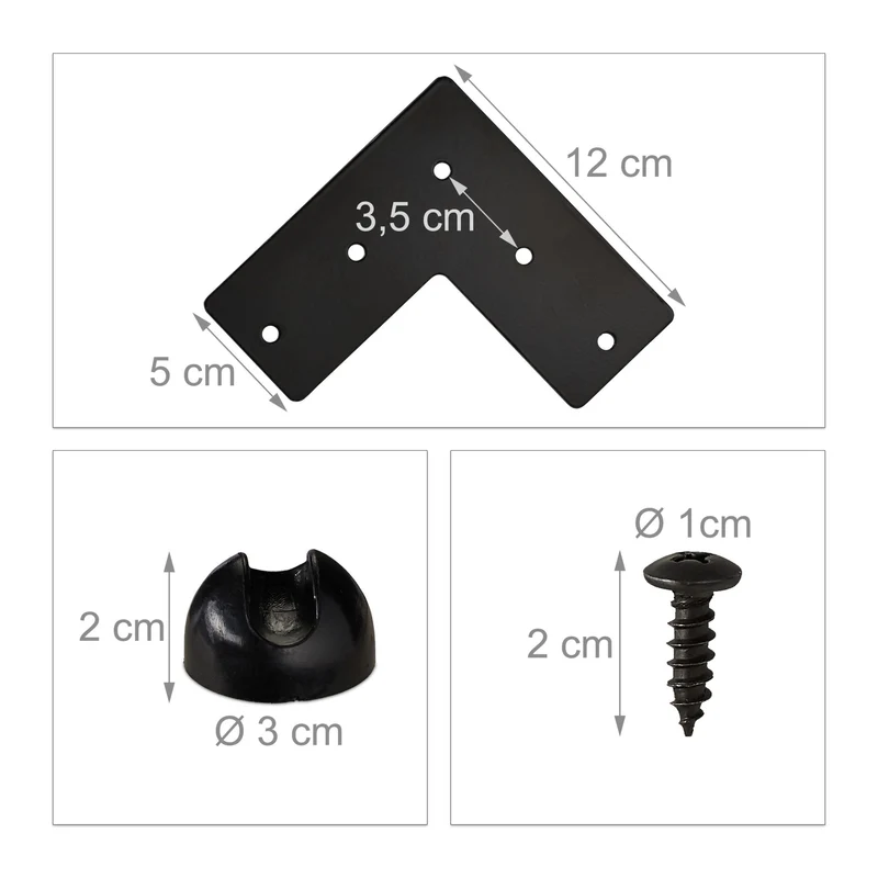 Lot de 4 pieds de table en épingle cheveux 10 x 10 x 12 cm style vintage tendance en métal noir 13_0007764