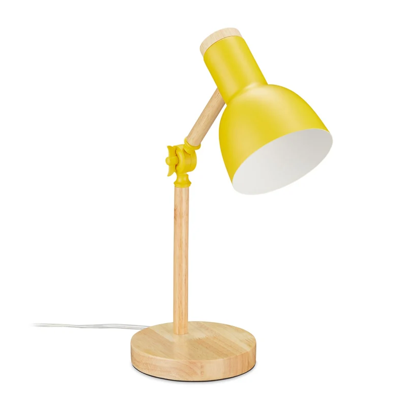 Lampe de bureau réglable 25 à 45,5 x 14,5 cm éclairage optimal look rétro en bois naturel doré 13_0007900