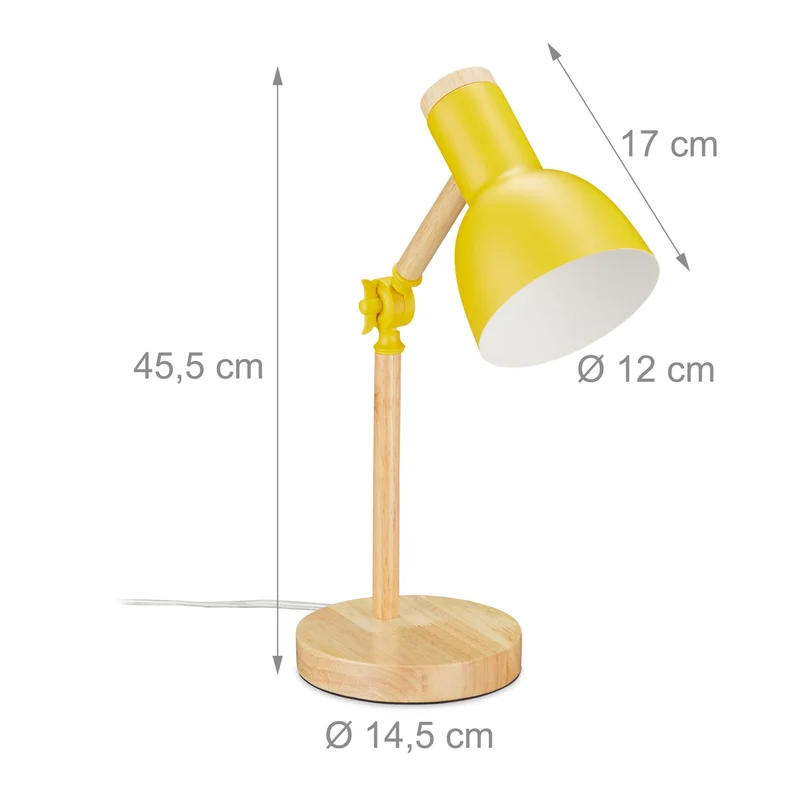 Lampe de bureau réglable 25 à 45,5 x 14,5 cm éclairage optimal look rétro en bois naturel doré 13_0007900