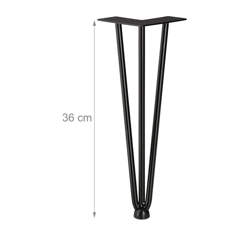Lot de 4 pieds de table en épingle cheveux bricolage vintage 40 x 12 x 12 cm en métal noir 13_0007768