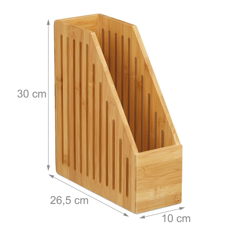 Porte-revues moderne pour bureau rangement A4 33 x 26 x 25 cm en bambou naturel 13_0007667