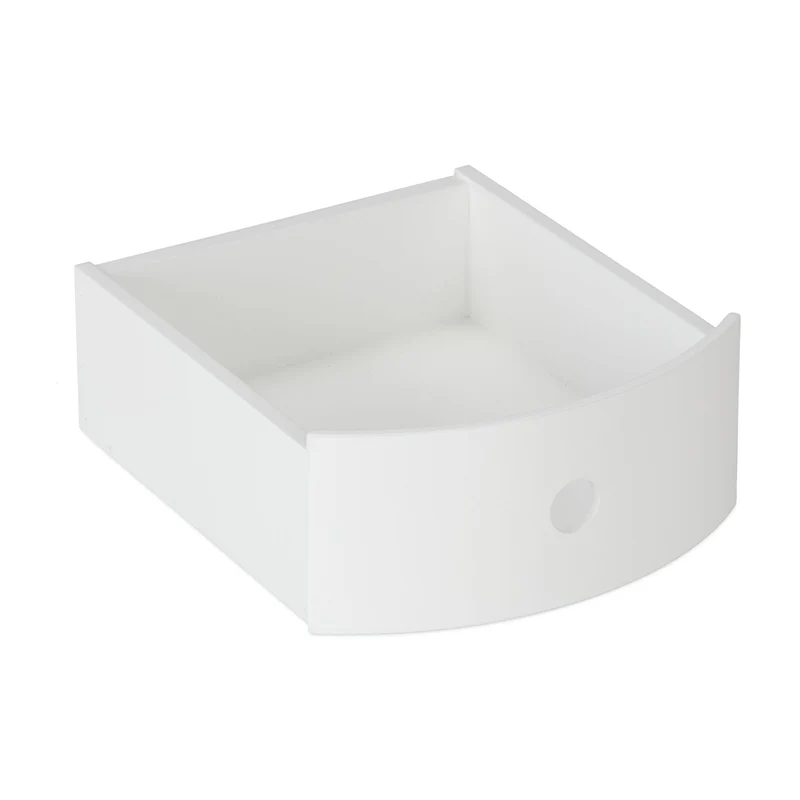 Table d'appoint ronde scandinave minimaliste 40 x 40 x 45 cm avec tiroir pratique en bois blanc 13_0008169