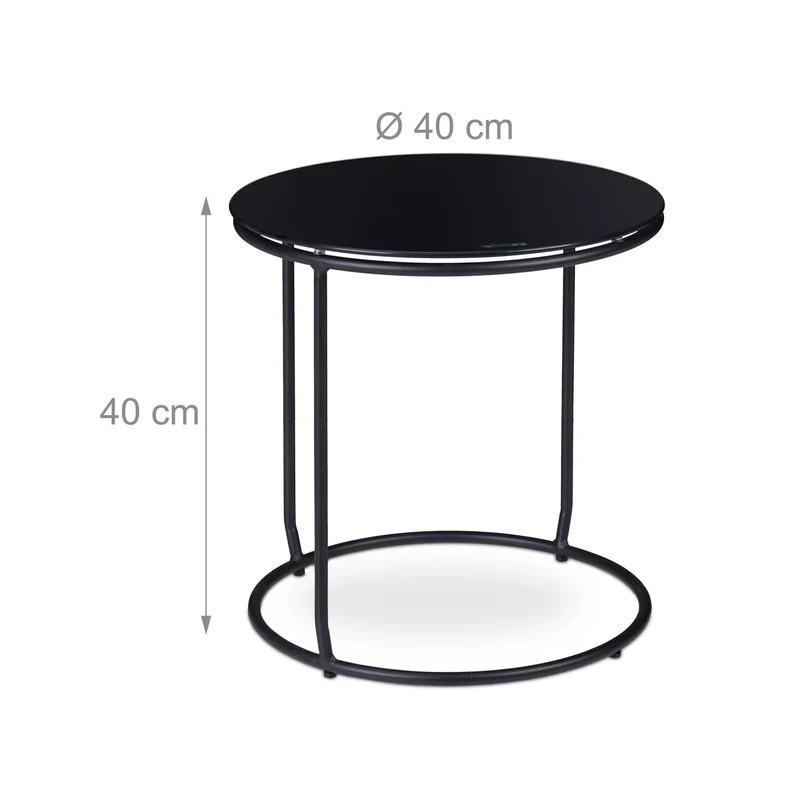 Table d'appoint ronde et tabouret rembourré style moderne salon 60 x 60 x 45 cm en métal noir 13_0008914