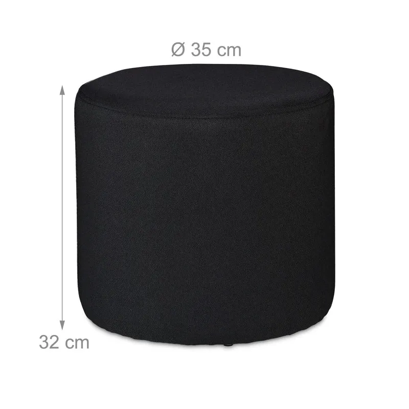 Table d'appoint ronde et tabouret rembourré style moderne salon 60 x 60 x 45 cm en métal noir 13_0008914