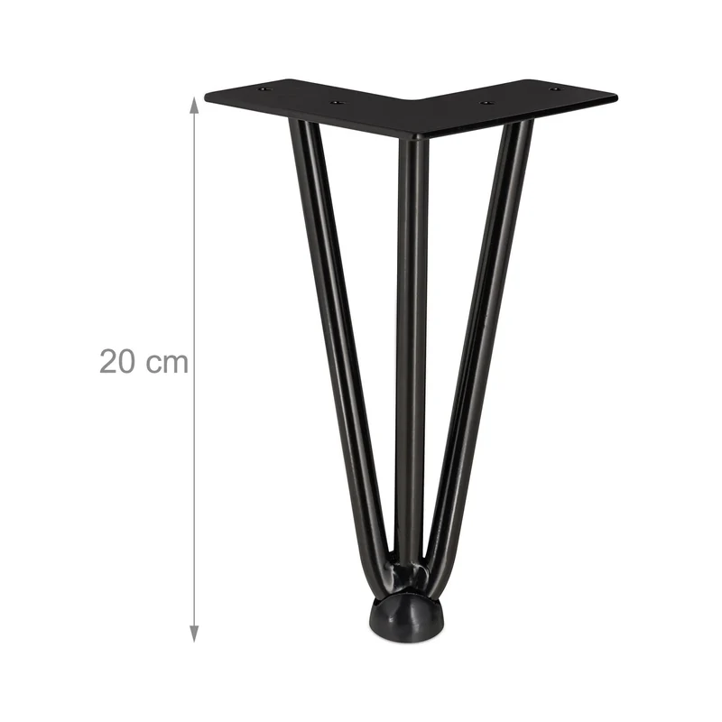 Lot de 4 pieds de meuble en épingle cheveux 36 x 12 x 12 cm design vintage tendance en métal noir 13_0007766