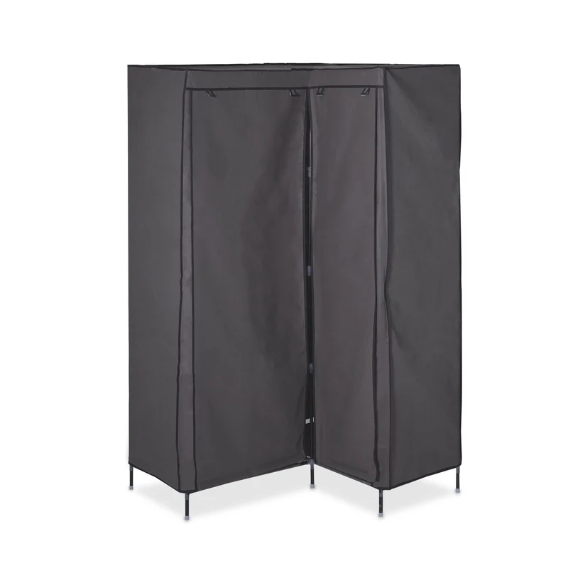 Armoire de coins multifonctionnelle meuble de rangement 169 x 100 x 83 cm en métal gris 13_0008763
