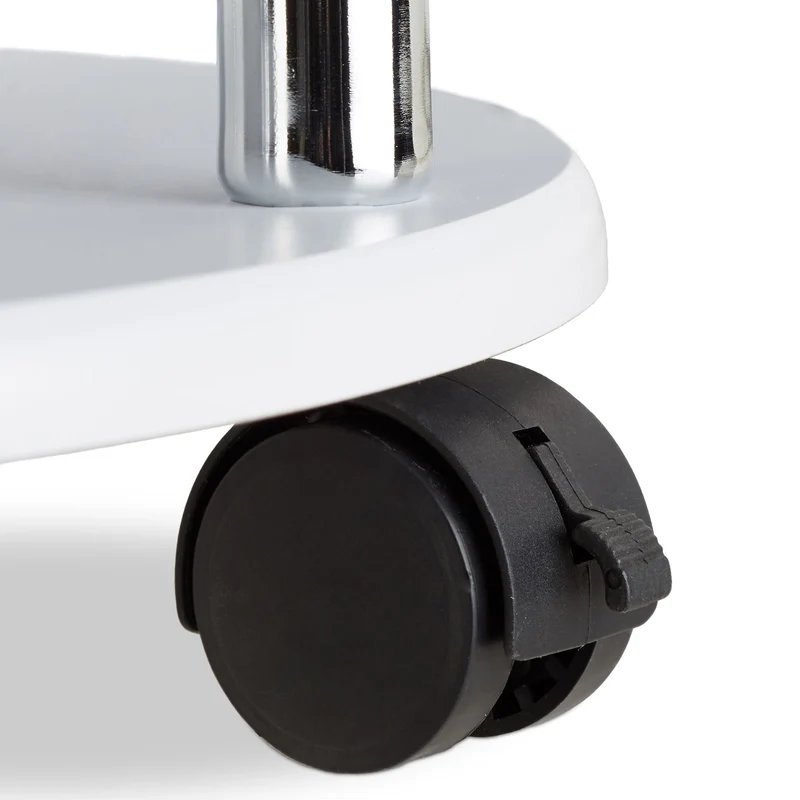 Table d'appoint carrée mobile 41,5 x 40 x 40 cm avec rangement chariot design contemporain en MDF blanc 13_0008608