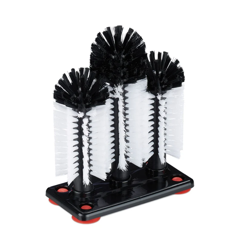 Brosse lave-verre pratique pour évier lavage rapide 22 x 18,5 x 9,5 cm en plastique noir 13_0007628