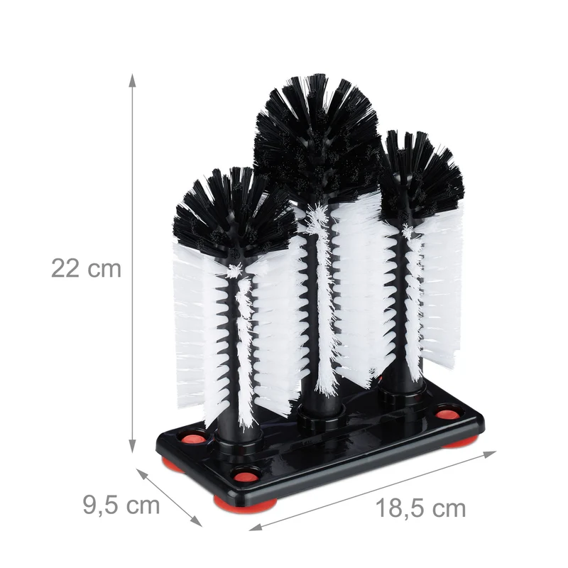 Brosse lave-verre pratique pour évier lavage rapide 22 x 18,5 x 9,5 cm en plastique noir 13_0007628