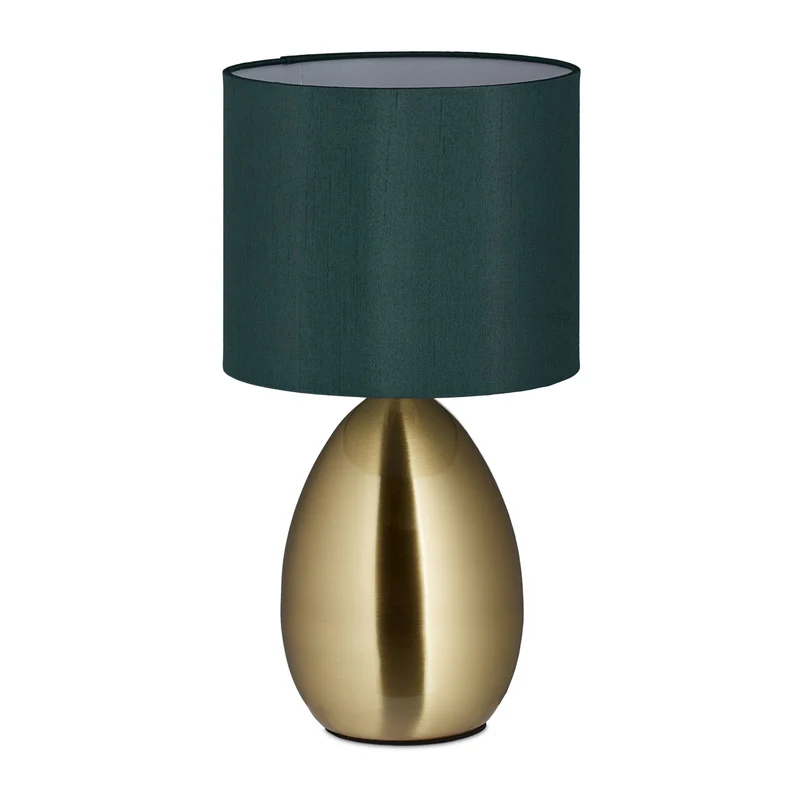 Lampe de chevet tactile ambiance 30 x 15 cm éclairage indirect décoratif style contemporain en laiton vert pétrole 13_0008552