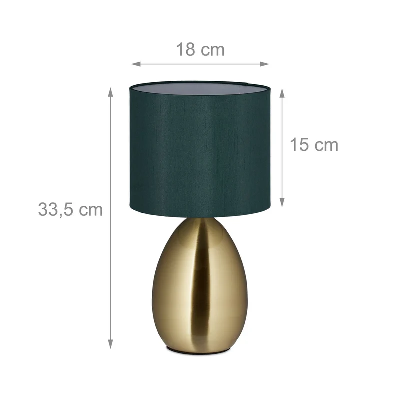 Lampe de chevet tactile ambiance 30 x 15 cm éclairage indirect décoratif style contemporain en laiton vert pétrole 13_0008552