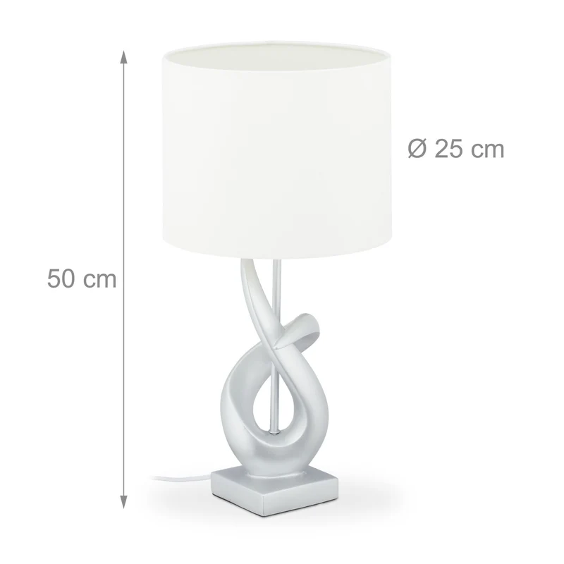 Lampe de table moderne design épuré 55 x 30 cm ambiance cosy en métal argenté 13_0008555