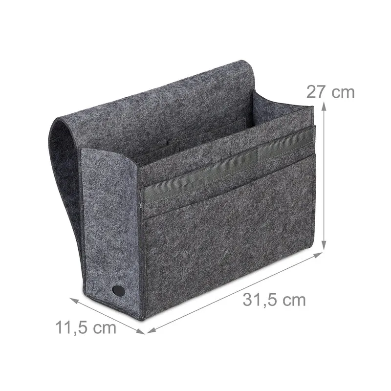 Organisateur de lit avec 6 compartiments pratique chambre 27 x 31,5 x 11,5 cm en feutre gris 13_0009719