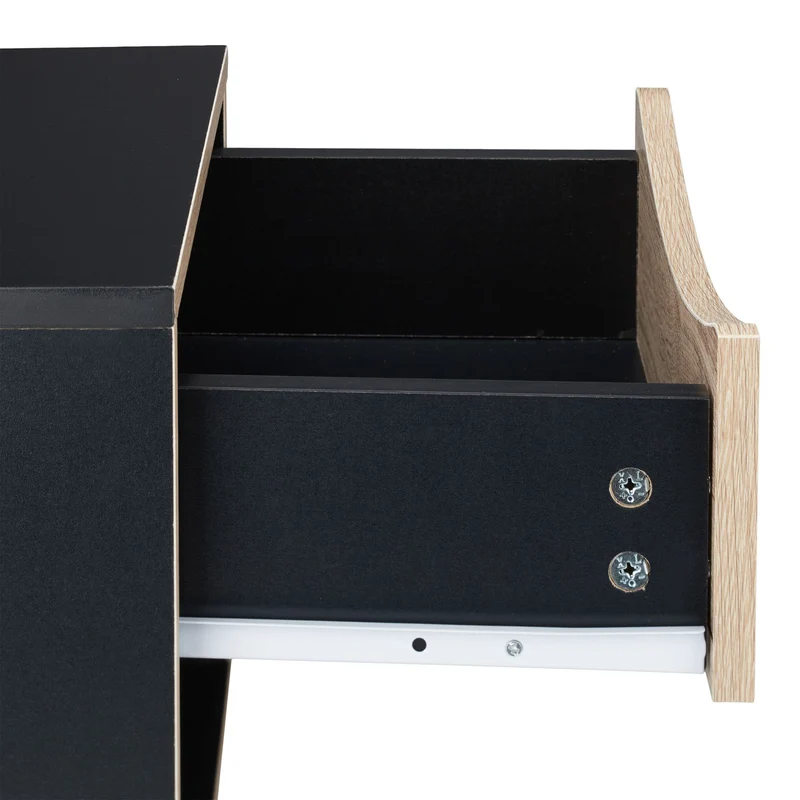 Table de nuit rustique avec tiroir rangement 50 x 40 x 60 cm en bois noir 13_0009650