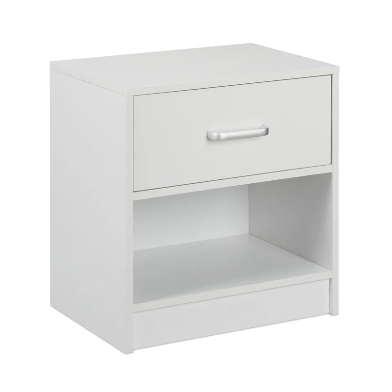 Table de nuit avec tiroir pratique tablette 41,5 x 39 x 31 cm en aggloméré blanc 13_0009755