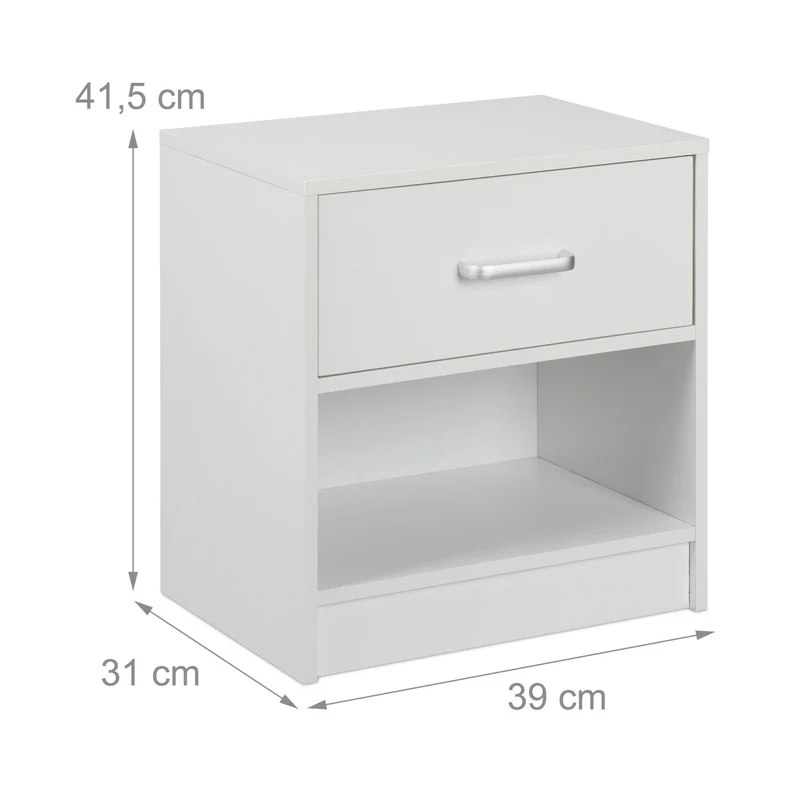 Table de nuit avec tiroir pratique tablette 41,5 x 39 x 31 cm en aggloméré blanc 13_0009755