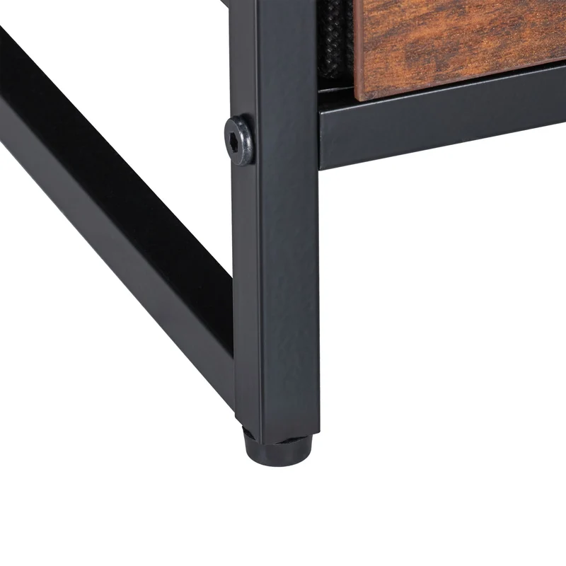 Table de nuit style industriel 2 tiroirs 40 x 40 x 50 cm pratique finition mate en métal noir 13_0010860