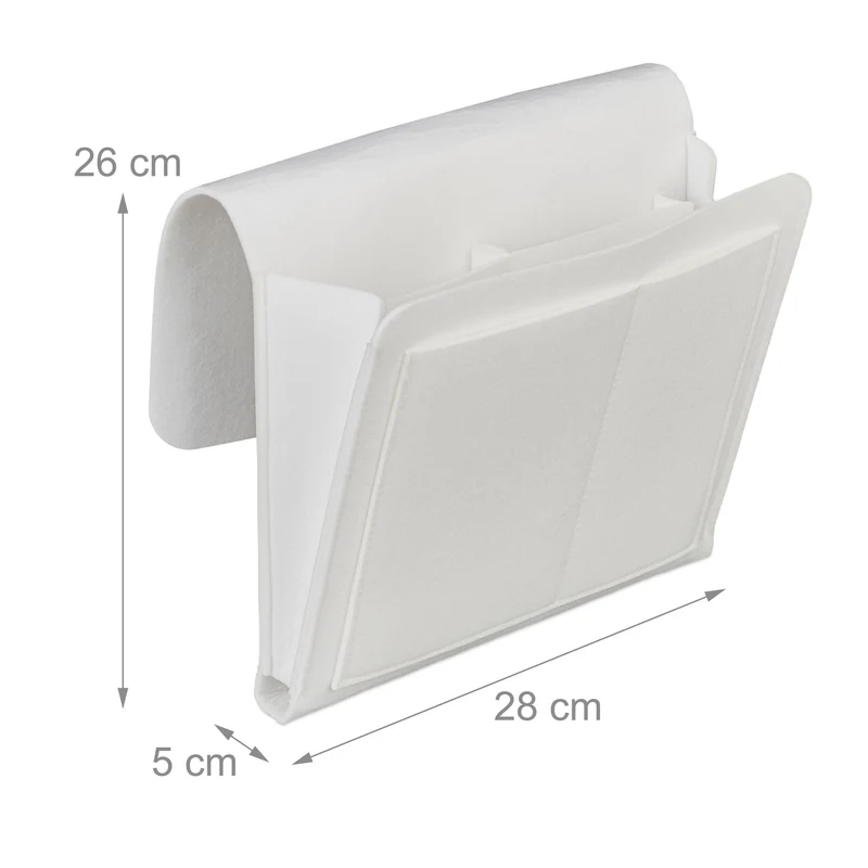 Organisateur de lit avec 5 compartiments rangement pratique chambre 26 x 28 x 5 cm en feutre gris 13_0009727