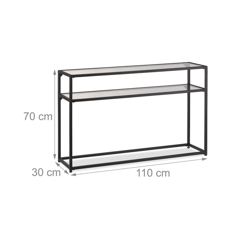 Table de console étroite décorative moderne rangement couloir 90 x 30 x 75 cm en métal noir 13_0009066
