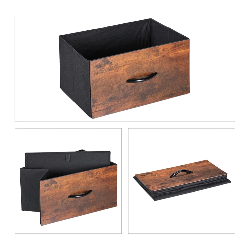 Commode style industriel 3 tiroirs rangement décoratif salon couloir 80 x 40 x 90 cm en MDF noir 13_0010862