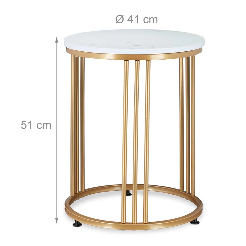 Table d'appoint décorative moderne 51 x 41 cm en MDF aspect marbre blanc 13_0010142