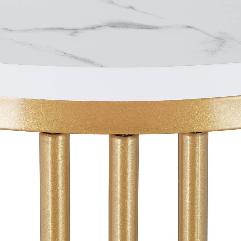 Table d'appoint décorative moderne 51 x 41 cm en MDF aspect marbre blanc 13_0010142