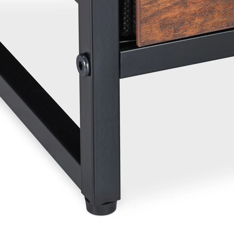 Table de chevet industrielle avec tiroir rangement 60 x 40 x 30 cm style rustique en métal noir 13_0010857