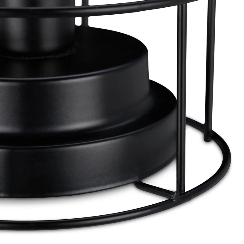 Lampe de table avec grillage décoratif style industriel 30 x 20 cm ambiance chaleureuse en métal noir 13_0009310