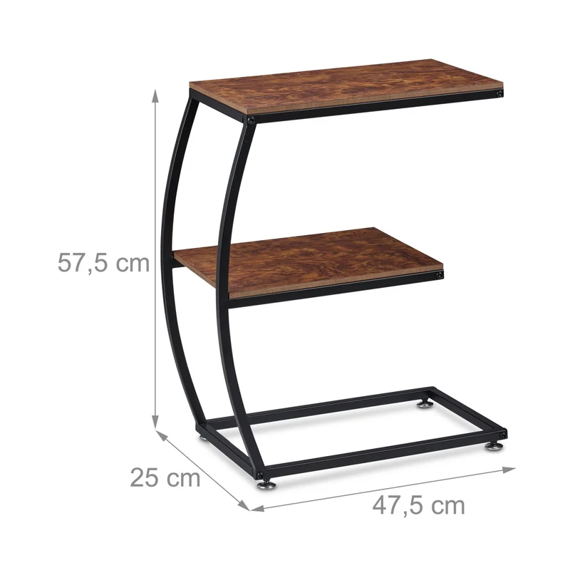 Table d'appoint avec 2 étagères pour salon design moderne 80 x 40 x 60 cm en métal noir 13_0009991