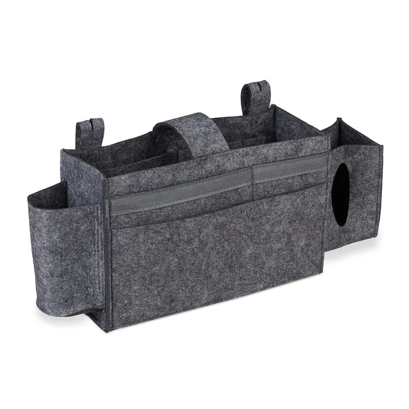 Organiseur de lit mezzanine 23 x 43 x 11 cm 8 compartiments multifonction peau douce en feutre gris 13_0009723