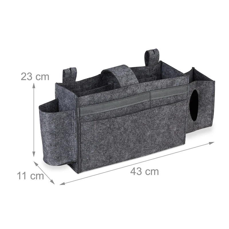 Organiseur de lit mezzanine 23 x 43 x 11 cm 8 compartiments multifonction peau douce en feutre gris 13_0009723